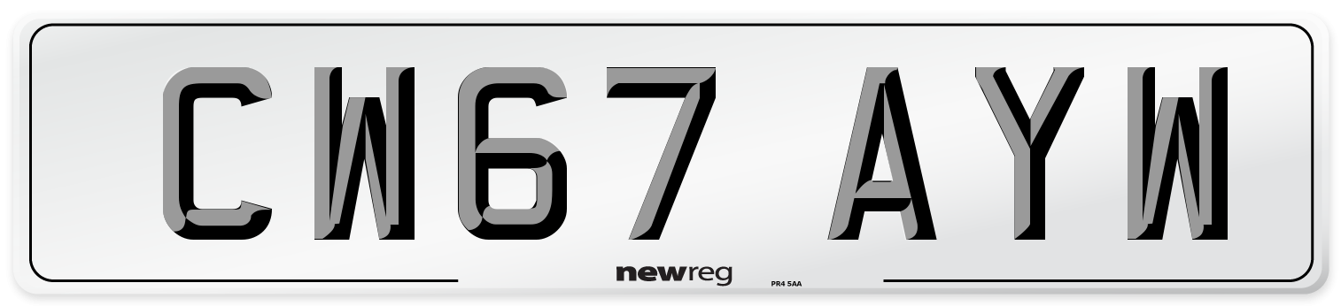 CW67 AYW Number Plate from New Reg